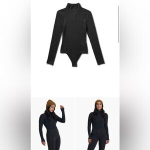 Vuori Bleeker Ribbed Brown Caramel Long Sleeve Mock Neck Bodysuit Size M